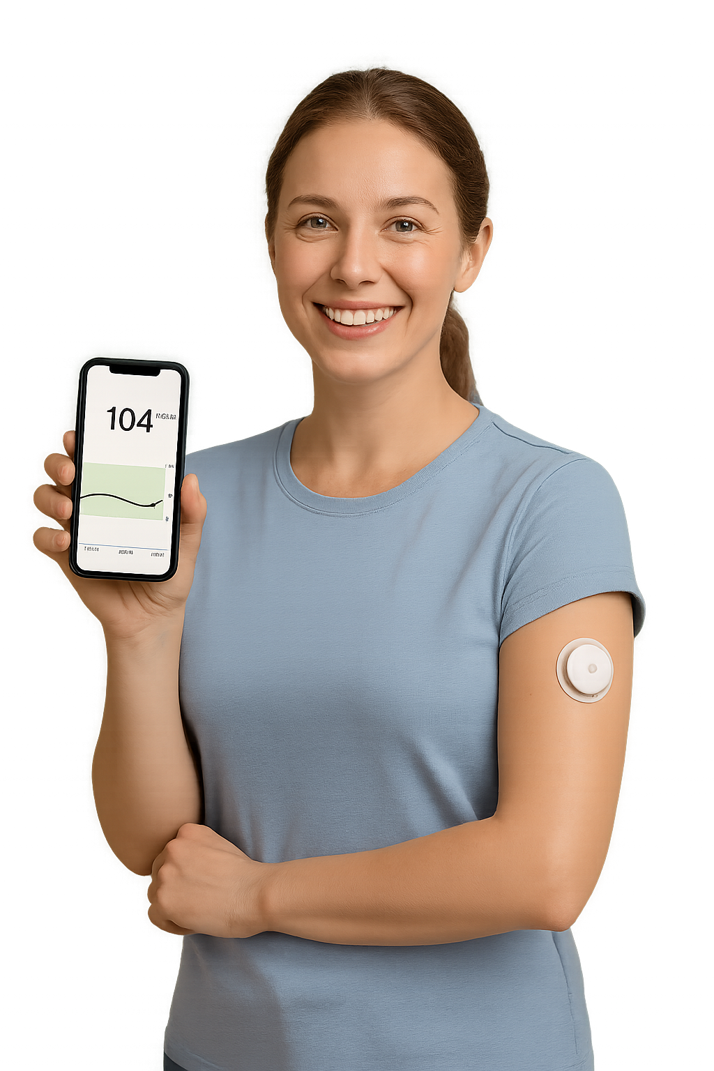 Patient using CGM with phone app